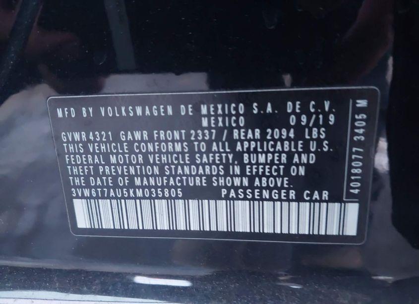 Photo 9 of 2019 Volkswagen Golf GTI 2.0T AUTOBAHN/2.0T RABBIT EDITION/2.0T S/2.0T SE (VIN 3VW6T7AU5KM035805)