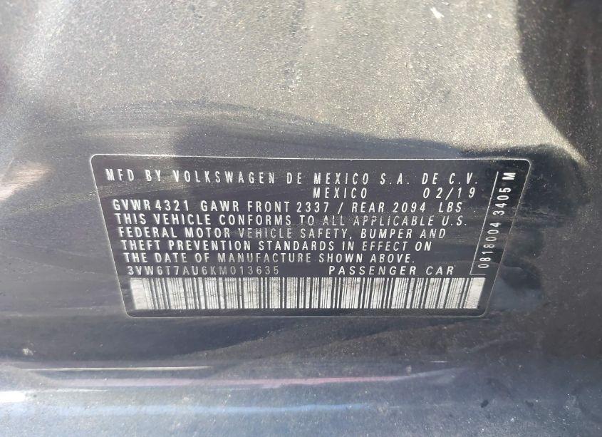 Photo 9 of 2019 Volkswagen Golf GTI 2.0T AUTOBAHN/2.0T RABBIT EDITION/2.0T S/2.0T SE (VIN 3VW6T7AU6KM013635)