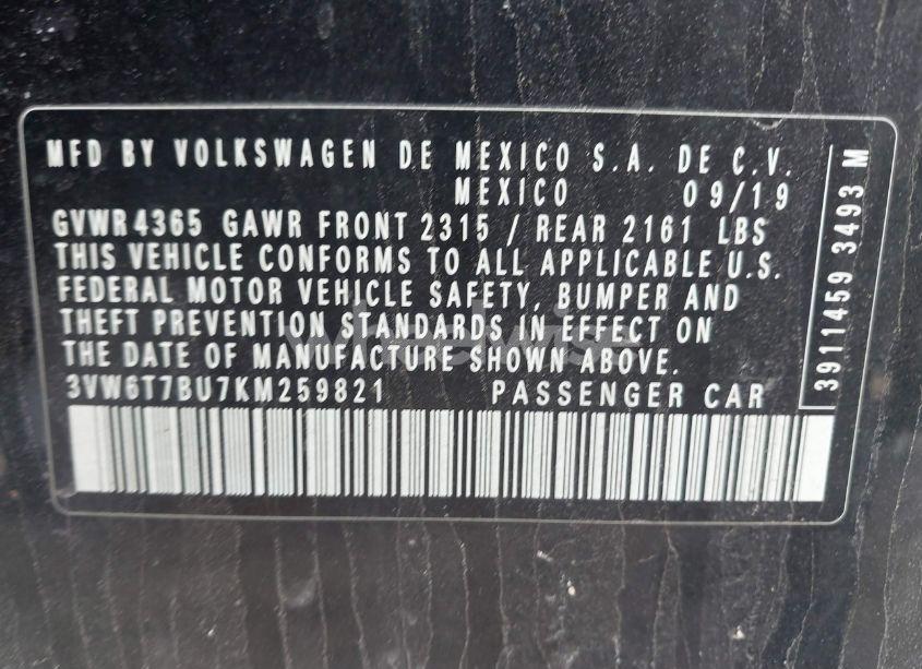 Photo 9 of 2019 Volkswagen Jetta GLI 2.0T 35TH ANNIVERSARY EDITION/2.0T AUTOBAHN/2.0T S (VIN 3VW6T7BU7KM259821)