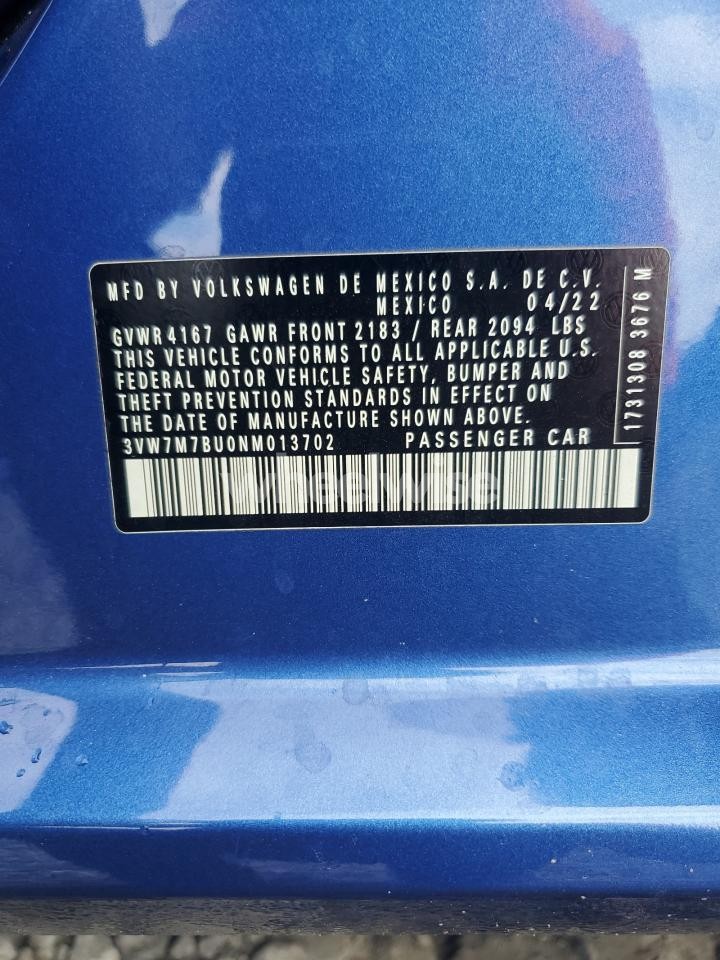 Photo 12 of 2022 VOLKSWAGEN JETTA SE (VIN 3VW7M7BU0NM013702)