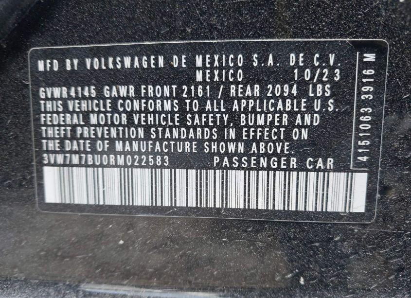 Photo 9 of 2024 Volkswagen Jetta 1.5T SE (VIN 3VW7M7BU0RM022583)