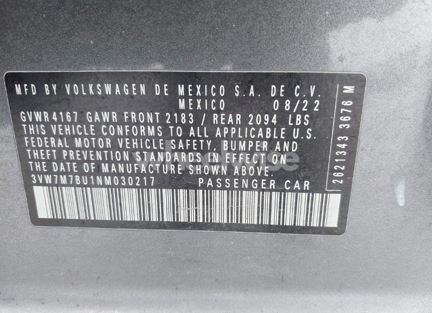 Photo 9 of 2022 Volkswagen Jetta 1.5T SE (VIN 3VW7M7BU1NM030217)