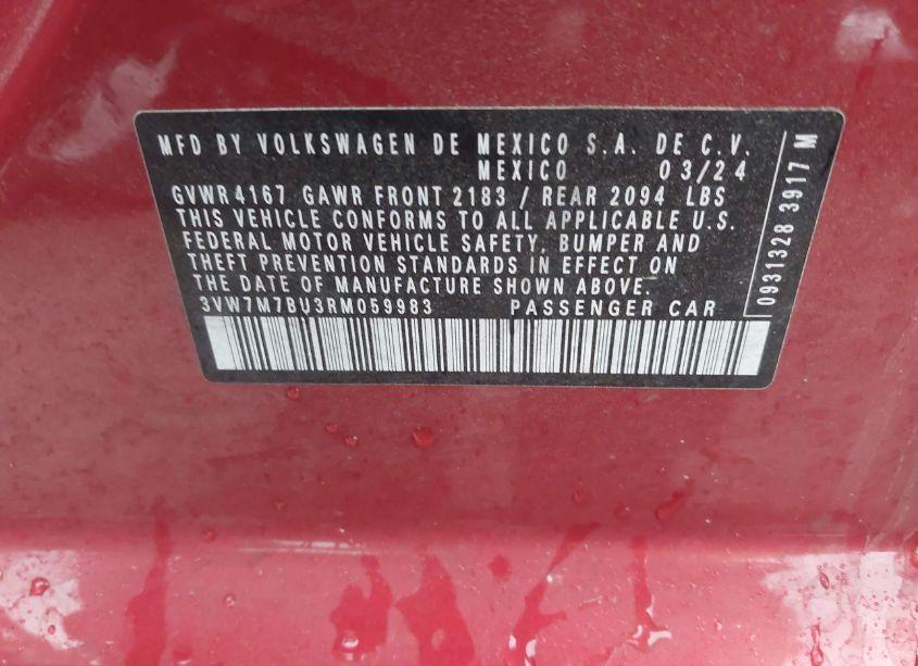 Photo 9 of 2024 Volkswagen Jetta 1.5T SE (VIN 3VW7M7BU3RM059983)