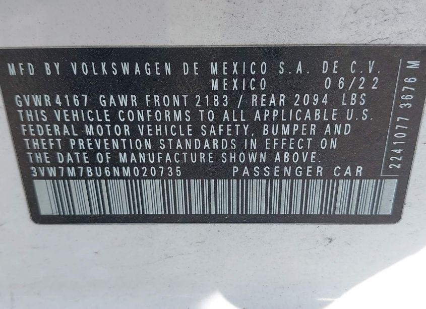 Photo 9 of 2022 Volkswagen Jetta 1.5T SE (VIN 3VW7M7BU6NM020735)