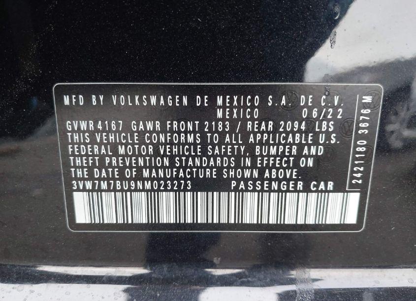Photo 9 of 2022 Volkswagen Jetta 1.5T SE (VIN 3VW7M7BU9NM023273)