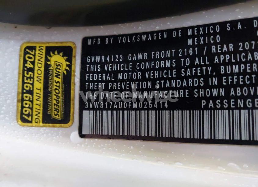 Photo 9 of 2015 Volkswagen Golf LAUNCH EDITION 2-DOOR (VIN 3VW817AU0FM025414)