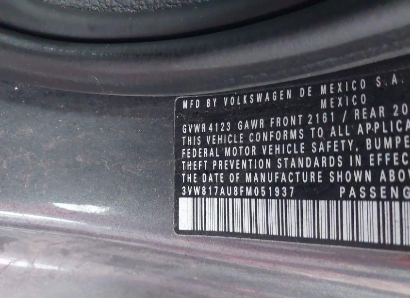 Photo 9 of 2015 Volkswagen Golf TSI S 2-DOOR (VIN 3VW817AU8FM051937)