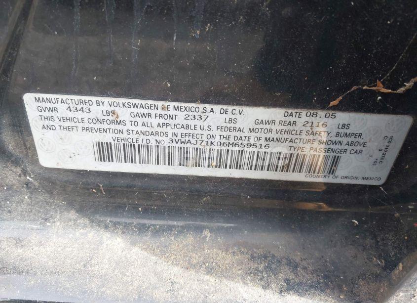 Photo 9 of 2006 Volkswagen Jetta 2.0T (VIN 3VWAJ71K06M659516)