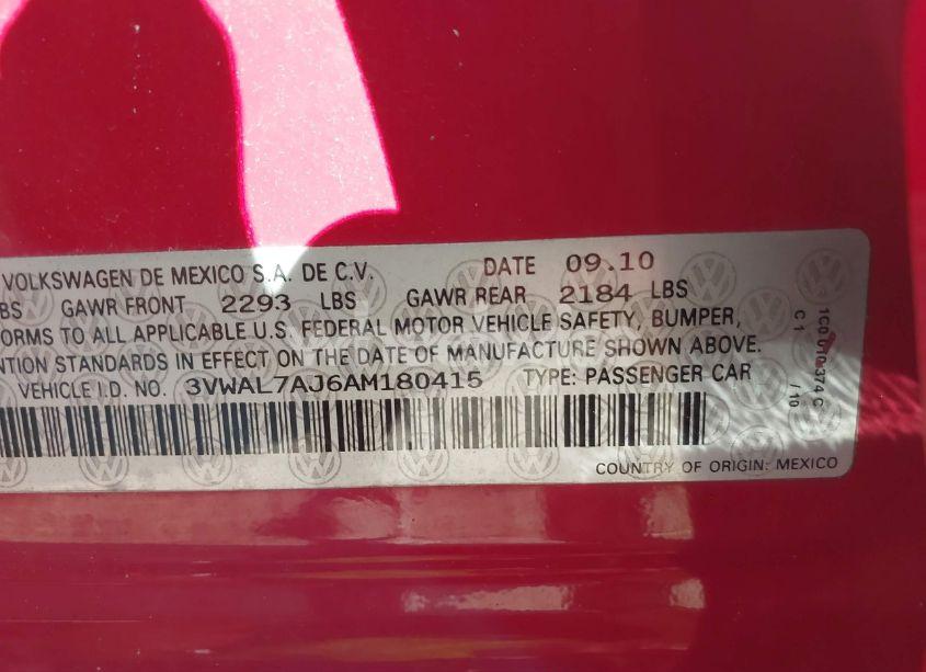 Photo 9 of 2010 Volkswagen Jetta TDI (VIN 3VWAL7AJ6AM180415)