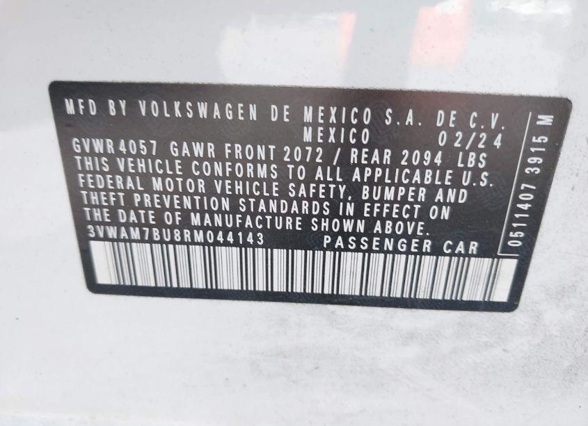 Photo 9 of 2024 Volkswagen Jetta 1.5T SPORT (VIN 3VWAM7BU8RM044143)