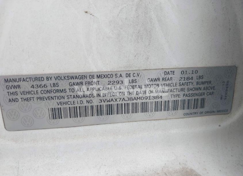 Photo 9 of 2010 Volkswagen Jetta LIMITED EDITION (VIN 3VWAX7AJ8AM091384)