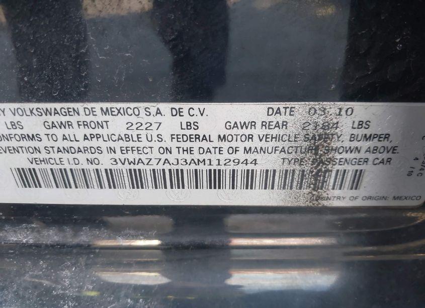 Photo 9 of 2010 Volkswagen Jetta LIMITED EDITION (VIN 3VWAZ7AJ3AM112944)