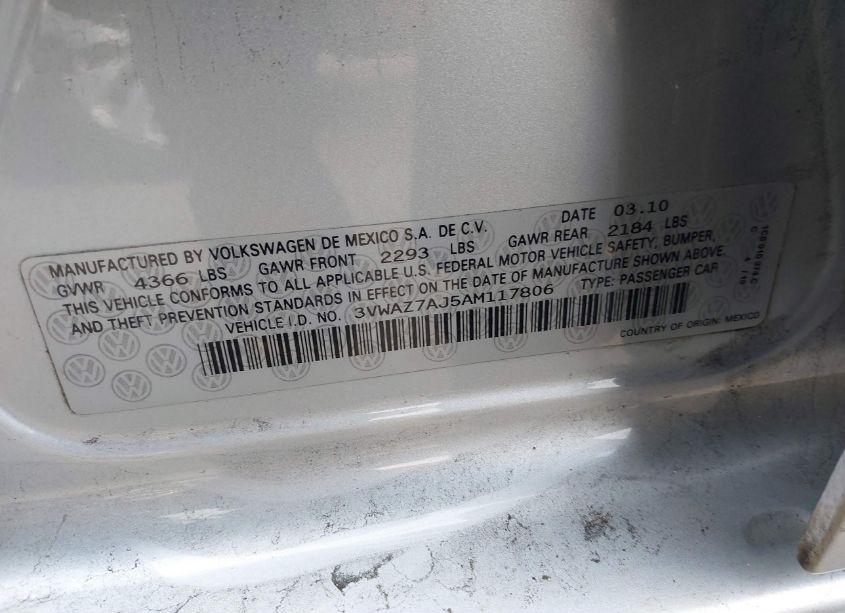 Photo 9 of 2010 Volkswagen Jetta LIMITED EDITION (VIN 3VWAZ7AJ5AM117806)