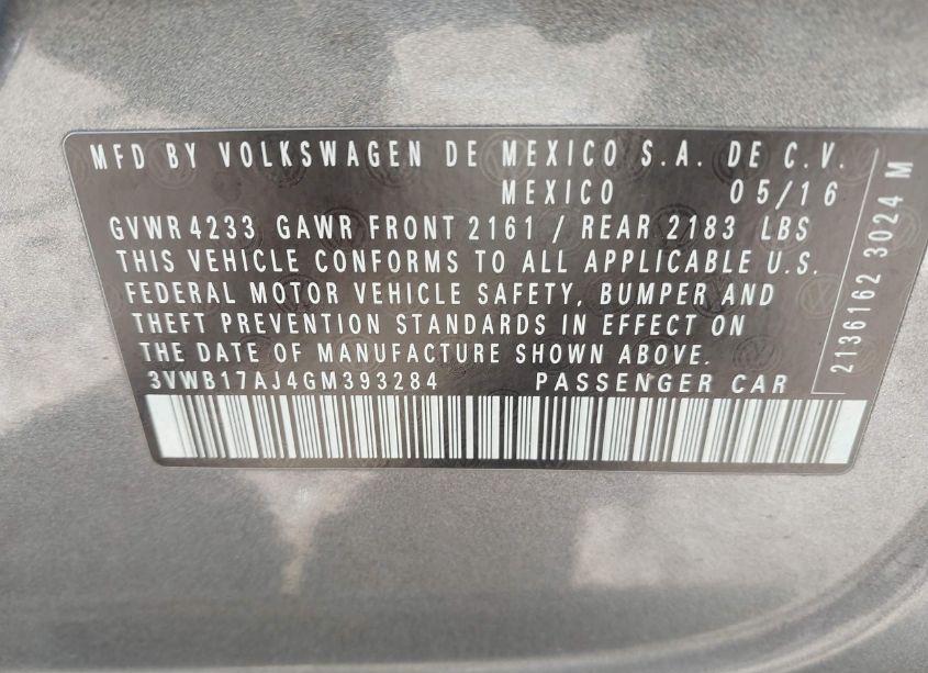 Photo 9 of 2016 Volkswagen Jetta 1.8T SPORT (VIN 3VWB17AJ4GM393284)