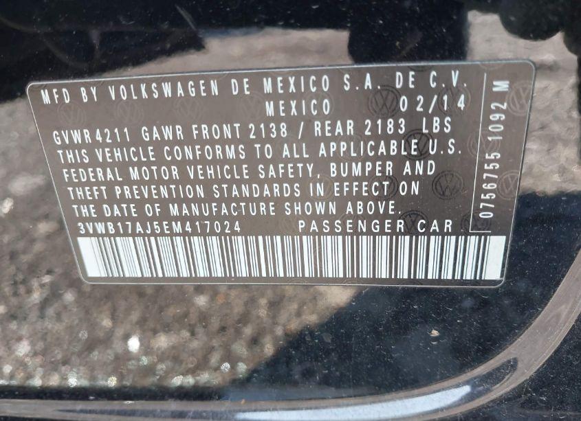 Photo 9 of 2014 Volkswagen Jetta 1.8T SE (VIN 3VWB17AJ5EM417024)