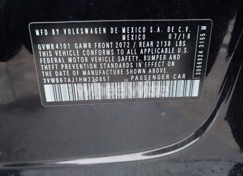 Photo 9 of 2017 Volkswagen Jetta 1.4T SE (VIN 3VWB67AJ1HM220857)