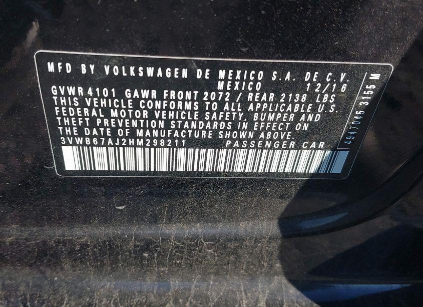 Photo 9 of 2017 Volkswagen Jetta 1.4T SE (VIN 3VWB67AJ2HM298211)