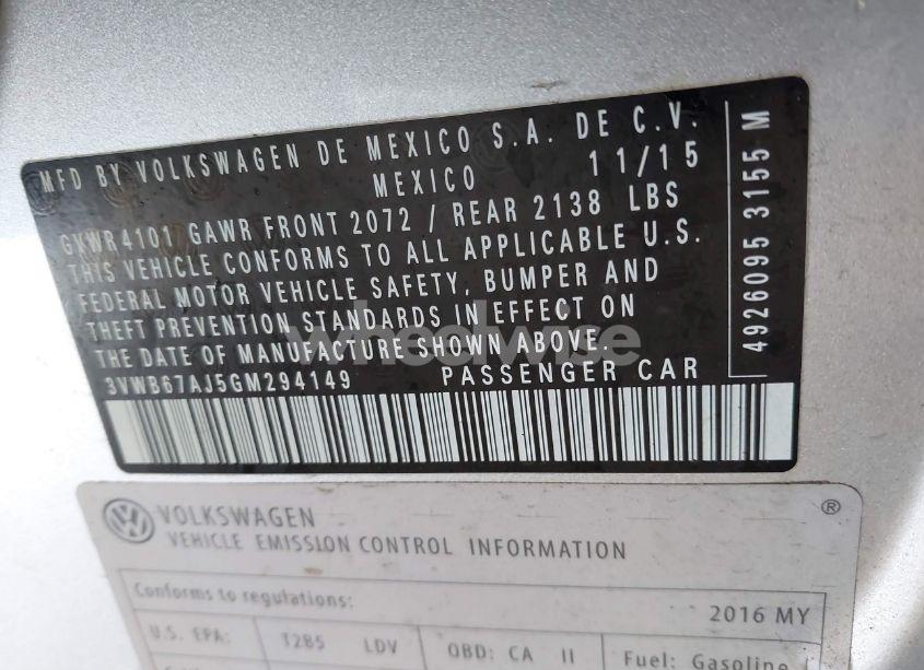 Photo 9 of 2016 Volkswagen Jetta 1.4T SE (VIN 3VWB67AJ5GM294149)