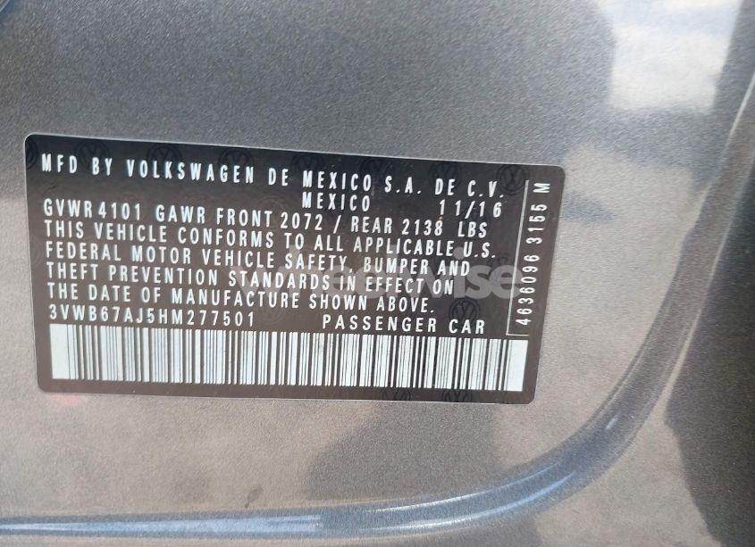 Photo 9 of 2017 Volkswagen Jetta 1.4T SE (VIN 3VWB67AJ5HM277501)