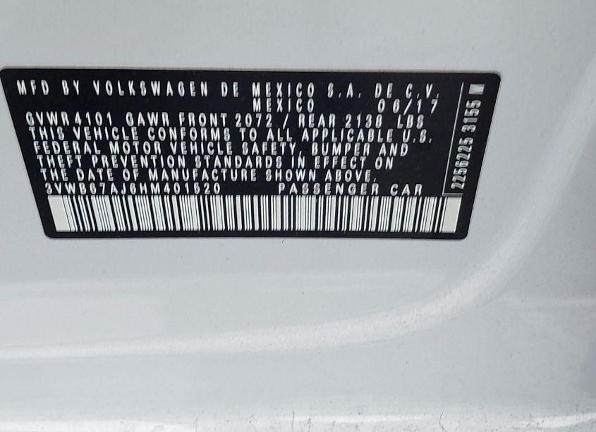 Photo 9 of 2017 Volkswagen Jetta 1.4T SE (VIN 3VWB67AJ6HM401520)