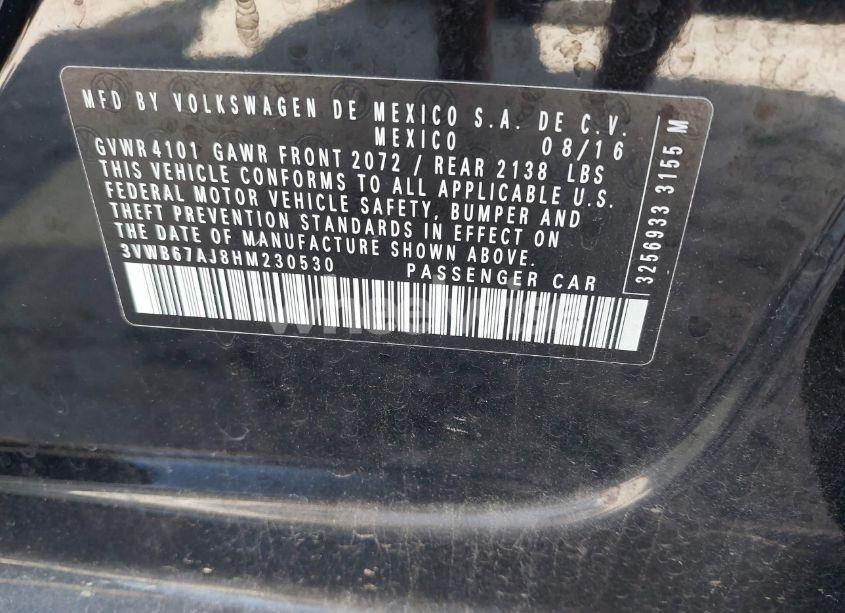 Photo 9 of 2017 Volkswagen Jetta 1.4T SE (VIN 3VWB67AJ8HM230530)