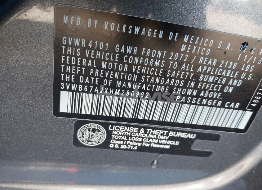 Photo 9 of 2017 Volkswagen Jetta 1.4T SE (VIN 3VWB67AJXHM280992)