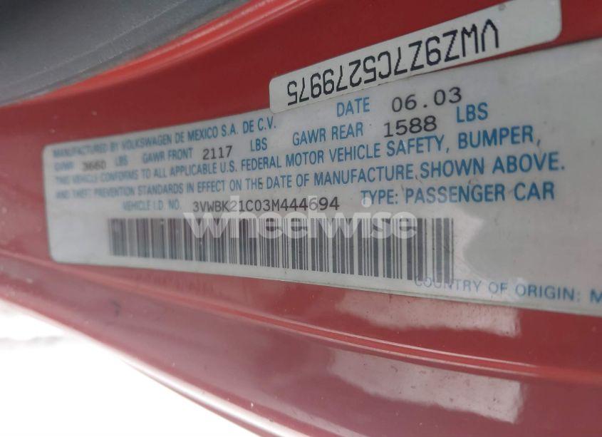 Photo 9 of 2003 Volkswagen New BEETLE GL (VIN 3VWBK21C03M444694)