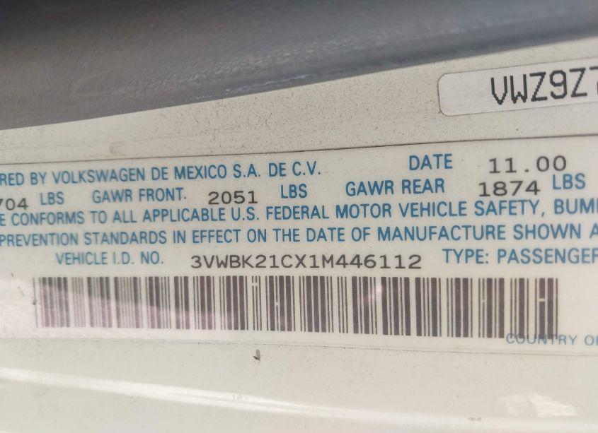 Photo 9 of 2001 Volkswagen New BEETLE GL (VIN 3VWBK21CX1M446112)