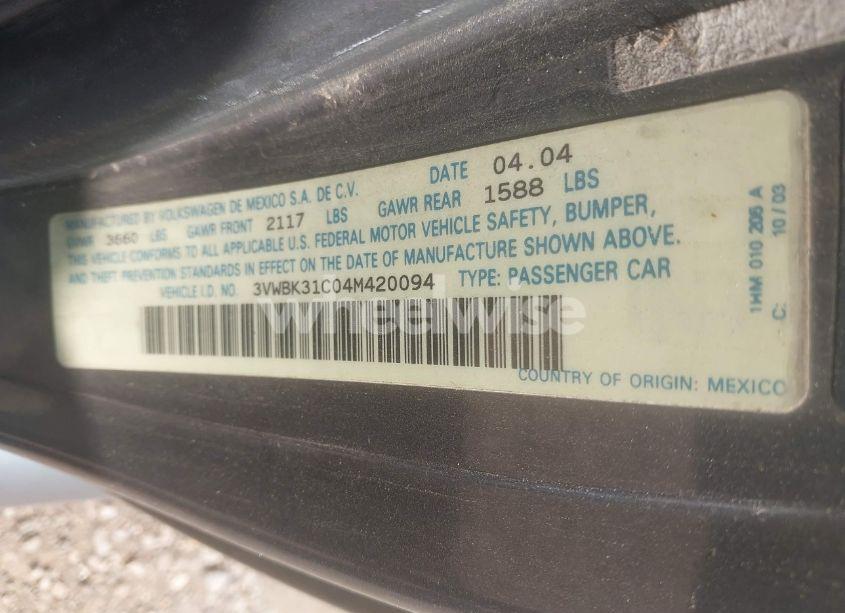 Photo 9 of 2004 Volkswagen New BEETLE GL (VIN 3VWBK31CO4M420094)