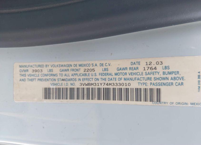 Photo 9 of 2004 Volkswagen New BEETLE GL (VIN 3VWBM31Y74M333010)