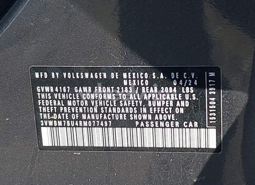 Photo 9 of 2024 Volkswagen Jetta 1.5T SPORT (VIN 3VWBM7BU4RM077497)