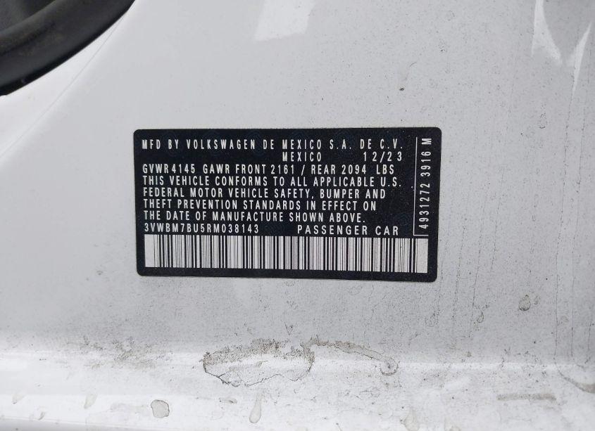 Photo 9 of 2024 Volkswagen Jetta 1.5T SPORT (VIN 3VWBM7BU5RM038143)