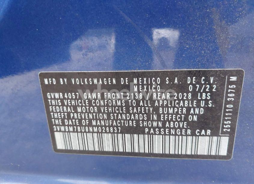Photo 9 of 2022 Volkswagen Jetta 1.5T SPORT (VIN 3VWBM7BU8NM026837)