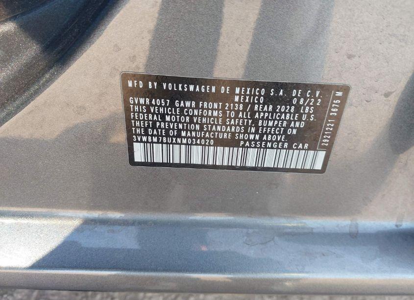 Photo 9 of 2022 Volkswagen Jetta 1.5T SPORT (VIN 3VWBM7BUXNM034020)