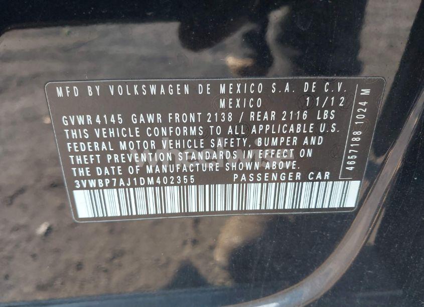 Photo 9 of 2013 Volkswagen Jetta 2.5L SE (VIN 3VWBP7AJ1DM402355)