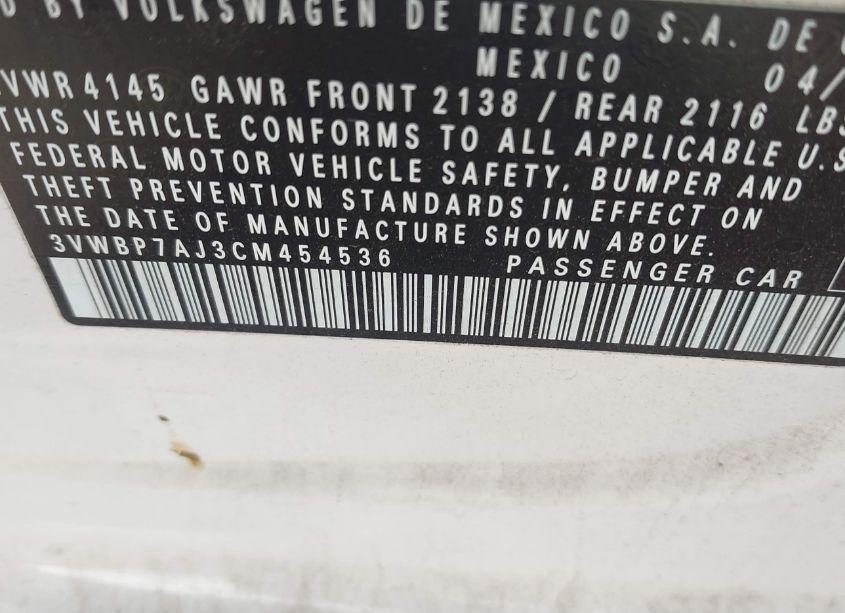 Photo 9 of 2012 Volkswagen Jetta 2.5L SE (VIN 3VWBP7AJ3CM454536)