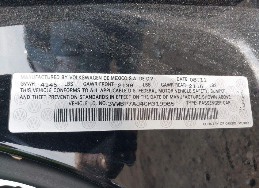 Photo 9 of 2012 Volkswagen Jetta 2.5L SE (VIN 3VWBP7AJ4CM319985)