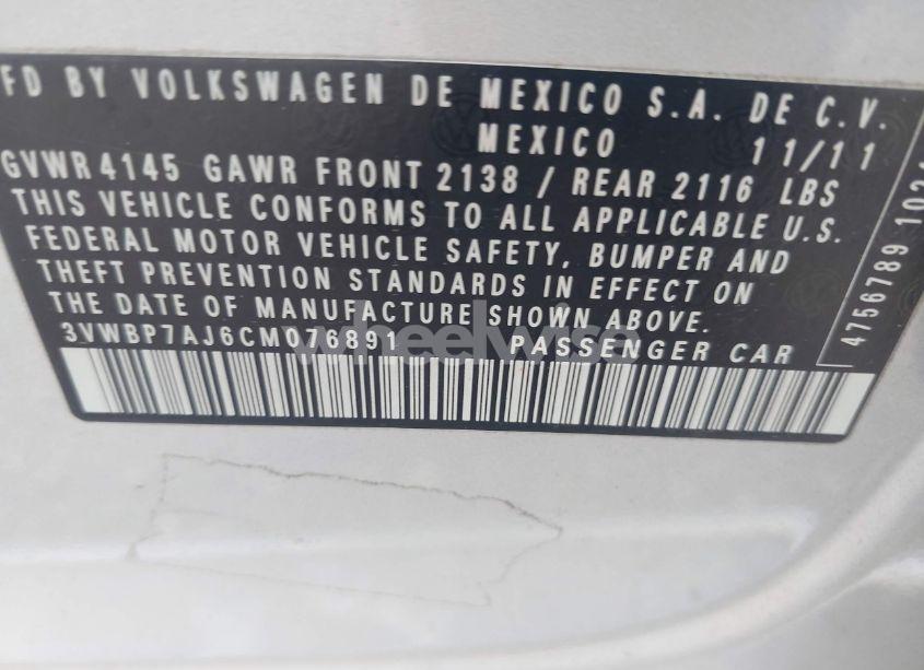 Photo 9 of 2012 Volkswagen Jetta 2.5L SE (VIN 3VWBP7AJ6CM076891)