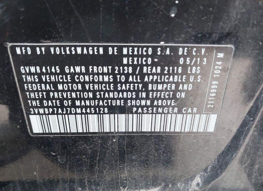 Photo 9 of 2013 Volkswagen Jetta 2.5L SE (VIN 3VWBP7AJ7DM445128)