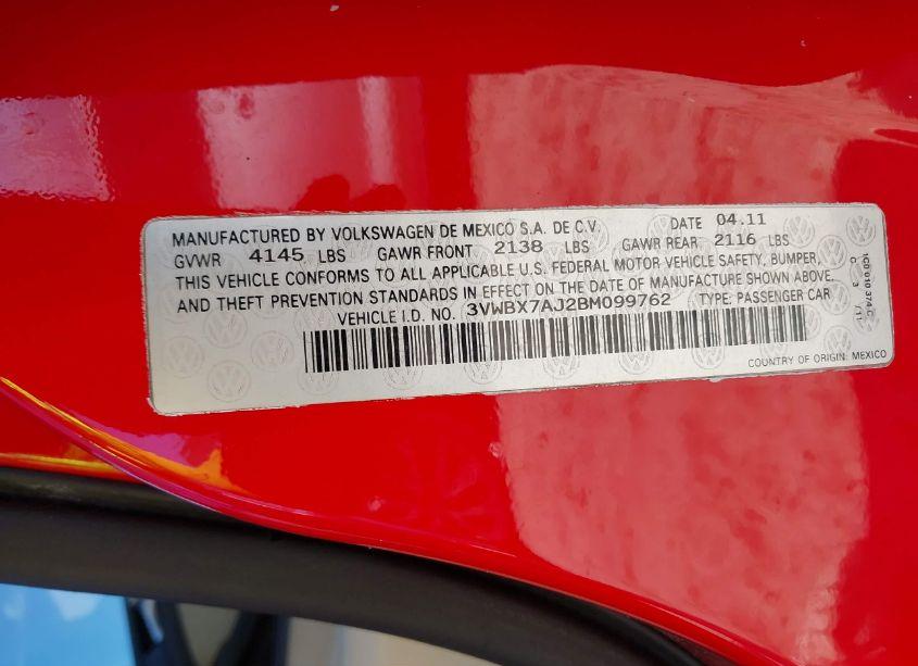 Photo 9 of 2011 Volkswagen Jetta 2.5L SE (VIN 3VWBX7AJ2BM099762)