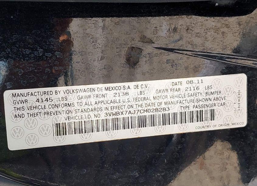 Photo 9 of 2012 Volkswagen Jetta 2.5L SE (VIN 3VWBX7AJ7CM028283)