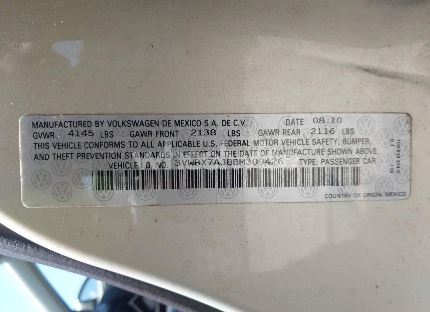 Photo 9 of 2011 Volkswagen Jetta 2.5L SE (VIN 3VWBX7AJ8BM309426)