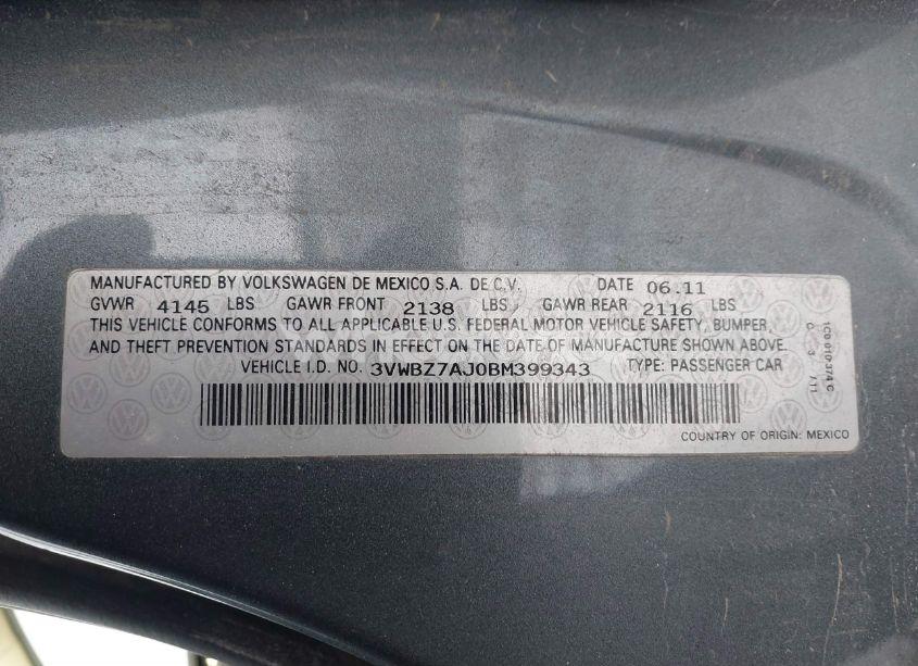 Photo 9 of 2011 Volkswagen Jetta 2.5L SE (VIN 3VWBZ7AJ0BM399343)