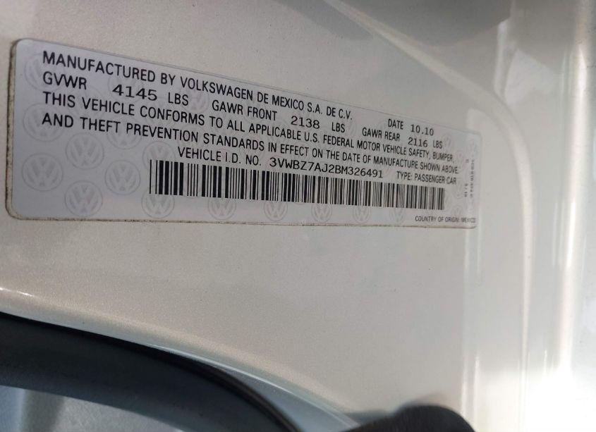 Photo 9 of 2011 Volkswagen Jetta 2.5L SE (VIN 3VWBZ7AJ2BM326491)