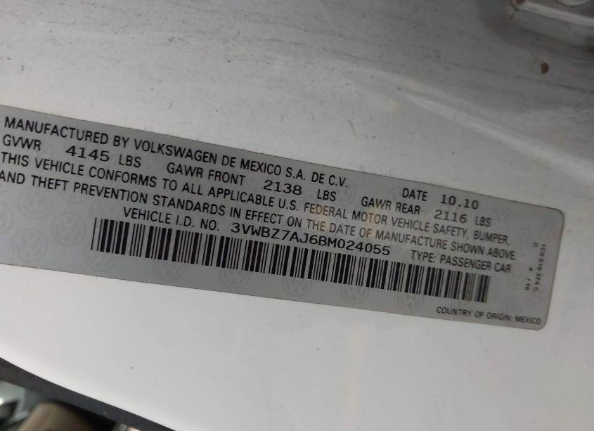 Photo 9 of 2011 Volkswagen Jetta 2.5L SE (VIN 3VWBZ7AJ6BM024055)