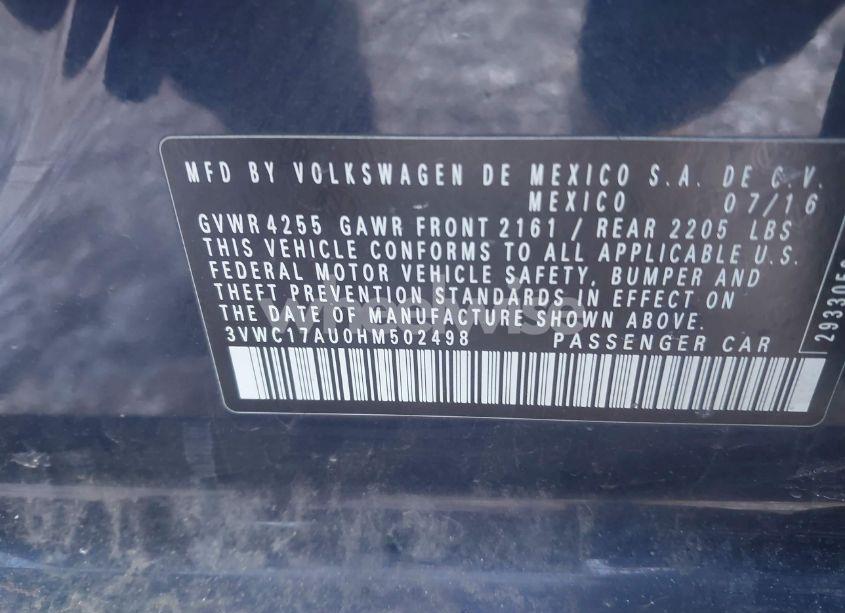 Photo 9 of 2017 Volkswagen Golf SPORTWAGEN TSI S (VIN 3VWC17AU0HM502498)