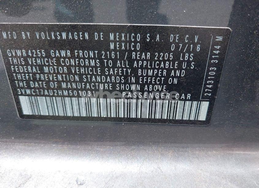 Photo 9 of 2017 Volkswagen Golf SPORTWAGEN TSI SE (VIN 3VWC17AU2HM501031)