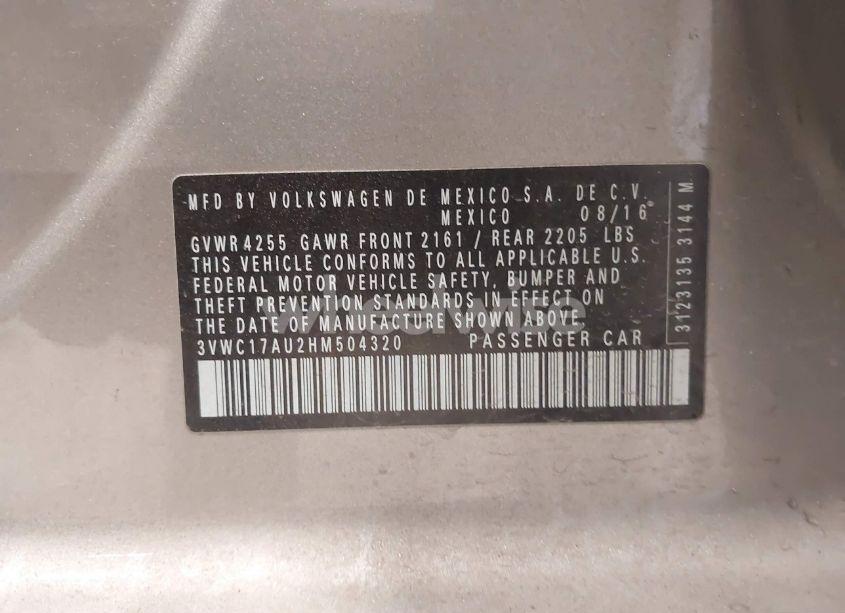 Photo 9 of 2017 Volkswagen Golf SPORTWAGEN TSI S (VIN 3VWC17AU2HM504320)