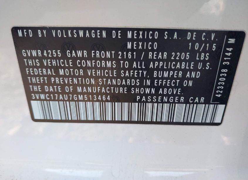 Photo 9 of 2016 Volkswagen Golf SPORTWAGEN TSI LIMITED EDITION/TSI S 4-DOOR/TSI SE 4-DOOR/TSI SEL 4-DOOR (VIN 3VWC17AU7GM513464)