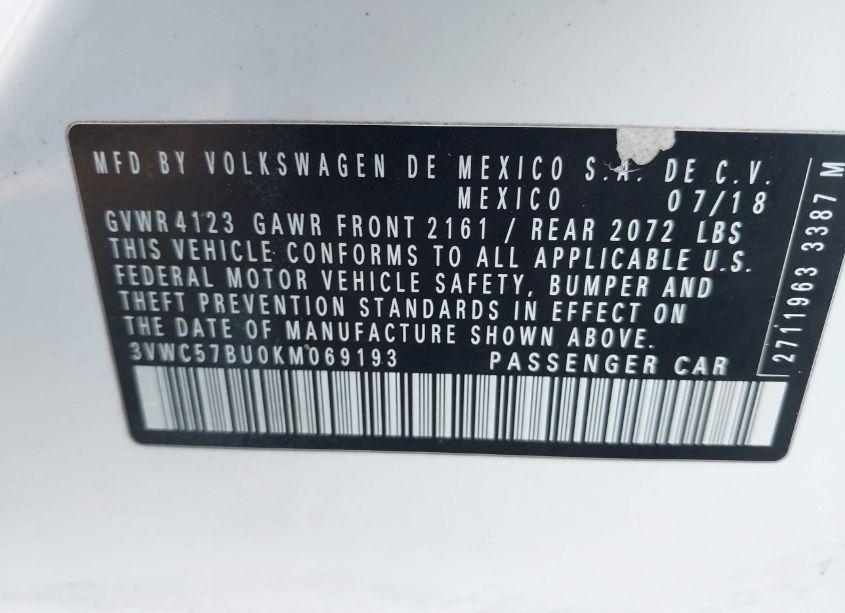 Photo 9 of 2019 Volkswagen Jetta 1.4T R-LINE/1.4T S/1.4T SE (VIN 3VWC57BU0KM069193)